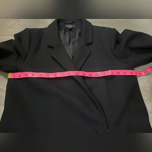 COS Elegant Black Women's Double Breasted Long Coat. Blazer Style.Wool, Cashmere - Picture 10 of 13